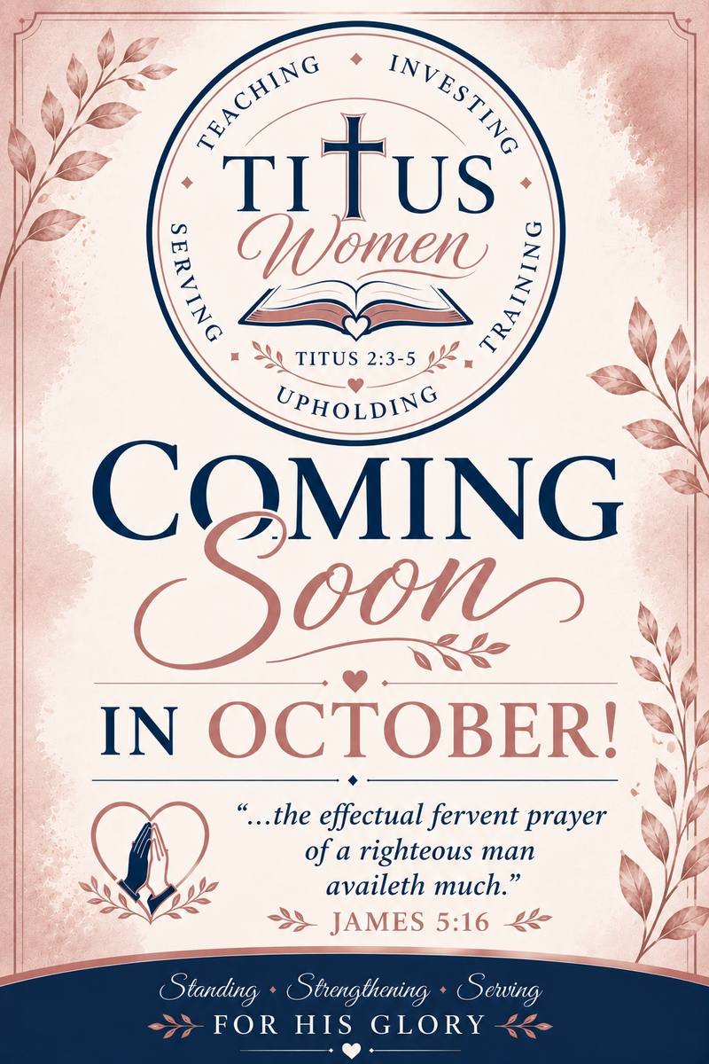 Titus Women ministry, launching October 2026